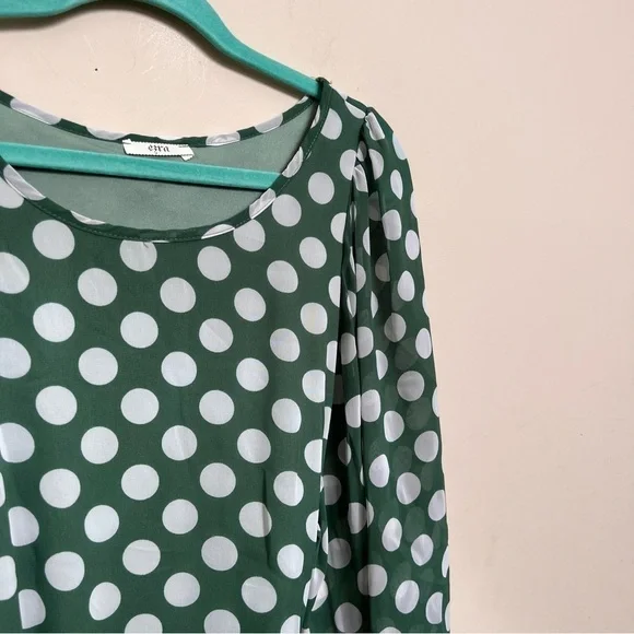 EZRA Green & White Polka Dot Dress - Picture 6 of 8